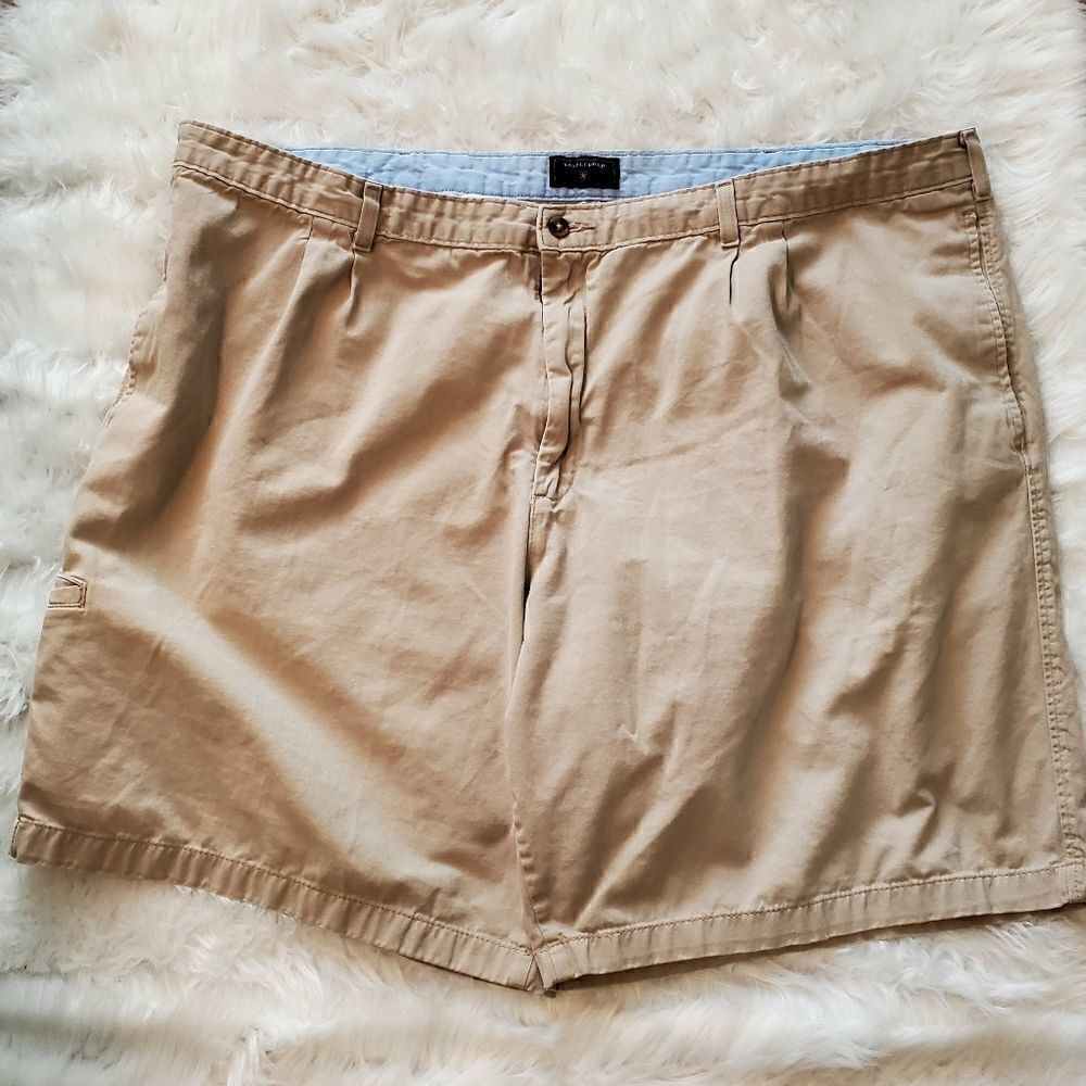 Saddlebred Men's Big And Tall Pleated Front Kahki Shorts Size 50W